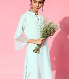 Blue Silk Blend Mandarin Collar Kurta Set