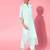 Blue Silk Blend Mandarin Collar Kurta Set