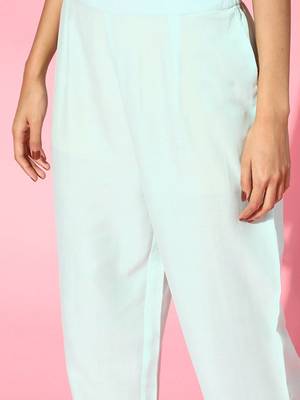 Blue Silk Blend Mandarin Collar Kurta Set 7
