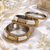 Stone embellished white seed bead bangles