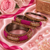 Stone embellished rani pink seed bead bangles