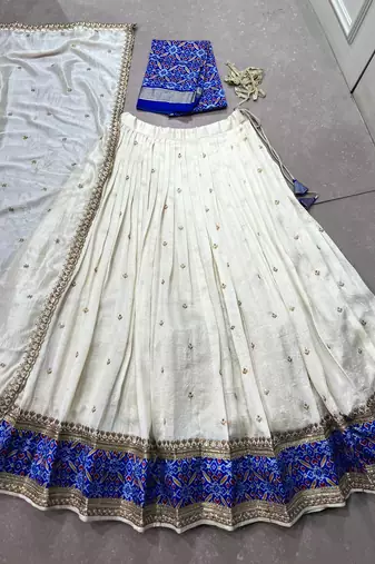 Vichitra silk blend Sequin Work Lehenga Set - Full stitched free size 