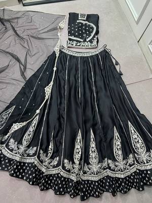 Black Naysha silk blend Heavy Embroidered Party Wear Lehenga Choli with Net Dupatta 4