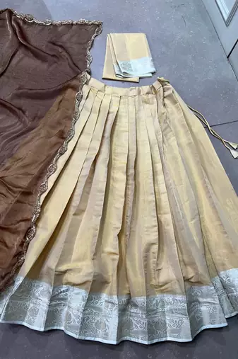 Woven Silk Blend Lehenga Choli with Embroidered Dupatta