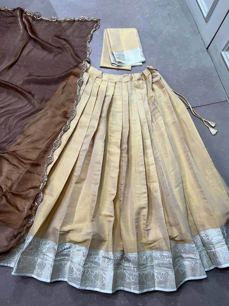 Woven Silk Blend Lehenga Choli with Embroidered Dupatta