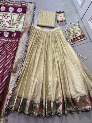 Festive Shimmer Organza Zari Woven Chaniya Choli with Designer Lace Border 5