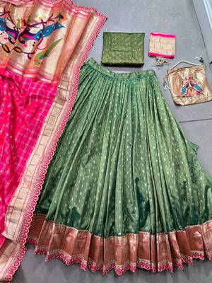 Festive Shimmer Organza Zari Woven Chaniya Choli with Designer Lace Border 5