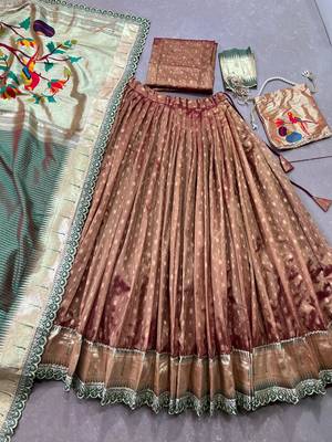  Shimmer Organza Zari Woven Chaniya Choli with Designer Lace Border 5