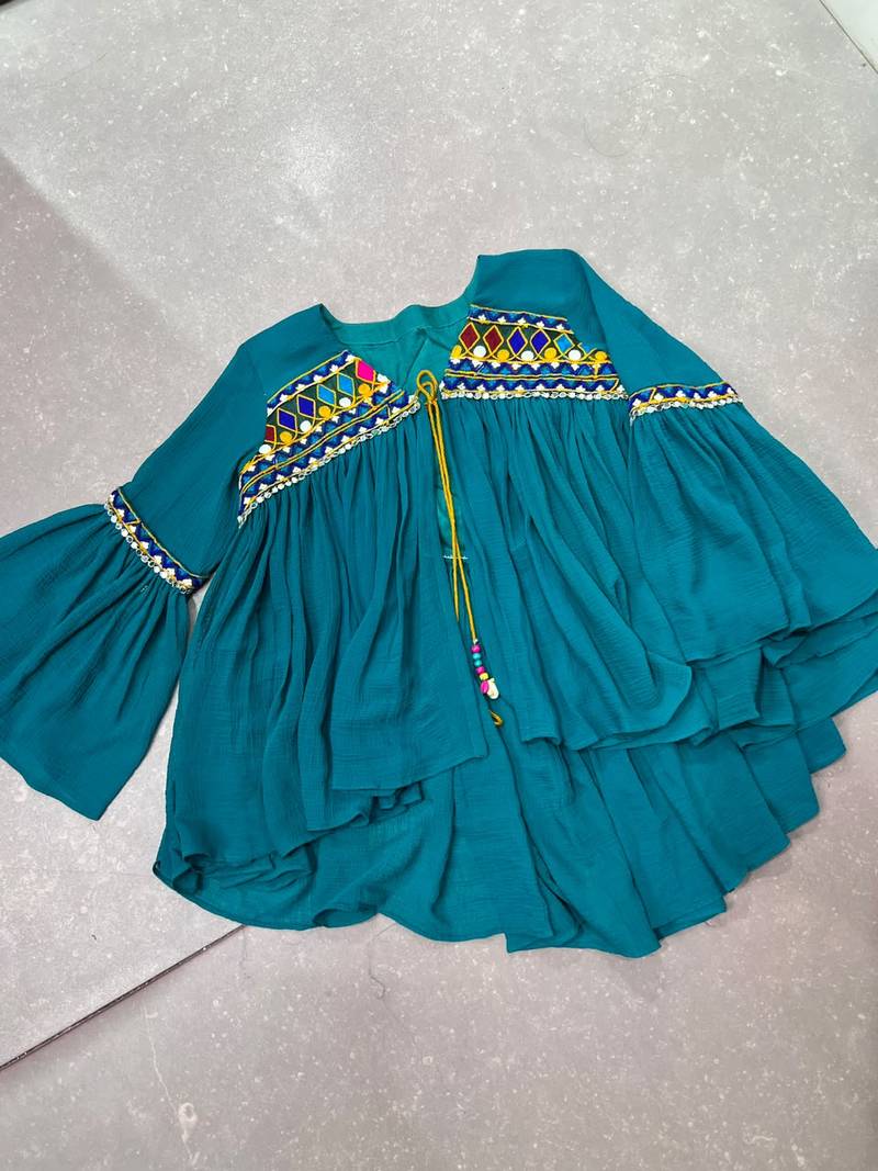 Women gujarati gamthi mirror marble fabric boho fusion garba top