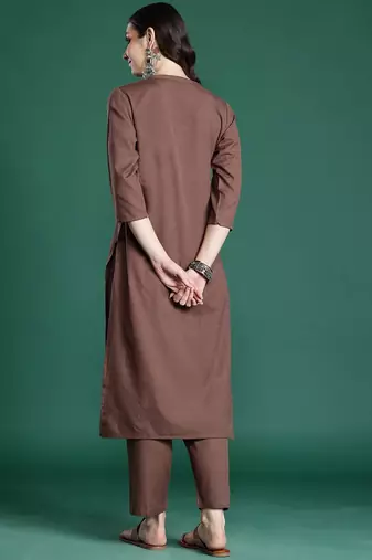 Floral Embroidered Pure Cotton Kurta with Trousers