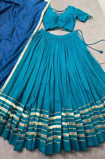 chanderi lehenga choli set for navratri- full stitched free size