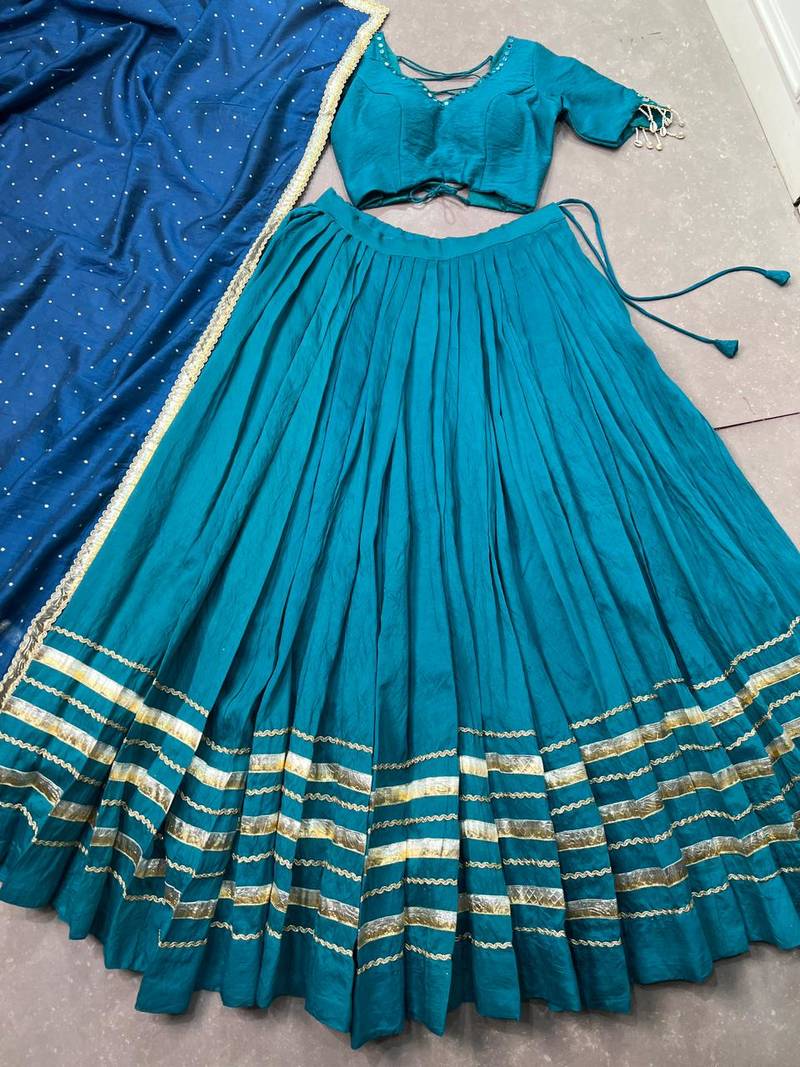 chanderi lehenga choli set for navratri- full stitched free size