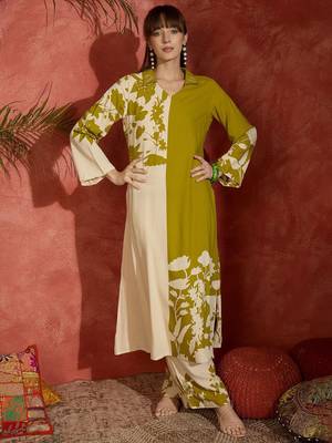 Women Floral Printed Regular Thread Work Kurta with Palazzos 2