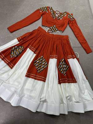 rayon navratri lehenga choli with gamthi patch - full stitched free size 5