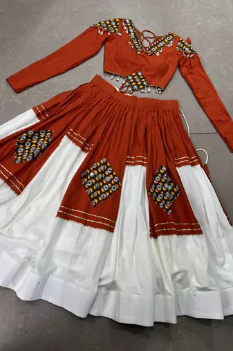 rayon navratri lehenga choli with gamthi patch - full stitched free size