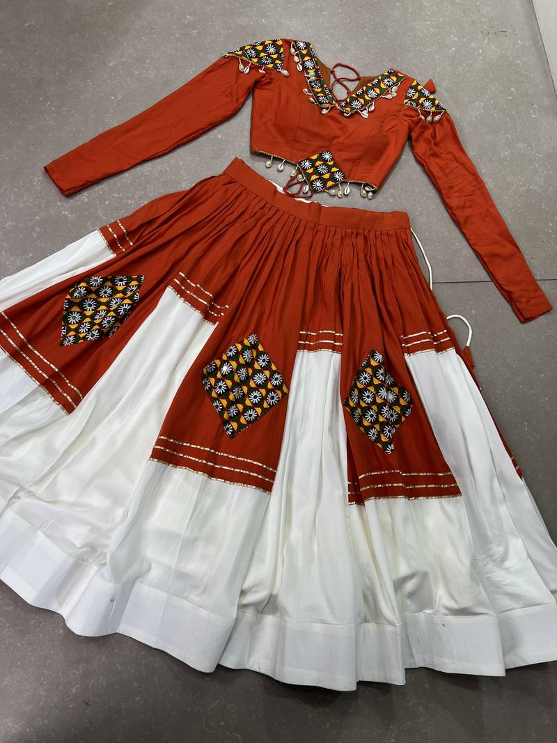 rayon navratri lehenga choli with gamthi patch - full stitched free size
