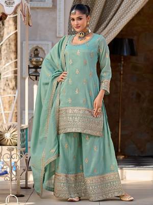 Women Ethnic Motifs Embroidered Regular Sequinned Kurta & Trousers & Dupatta 2