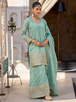 Women Ethnic Motifs Embroidered Regular Sequinned Kurta & Trousers & Dupatta 4