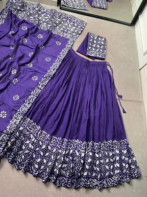 Women's Cotton Chanderi Batik Print Gopidress Lehenga Choli Set 5