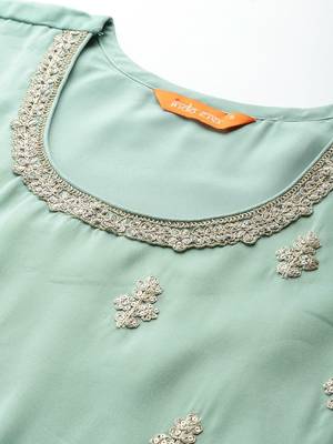 Ethnic Motifs Embroidered Sequinned Kurta with Palazzos & With Dupatta 2