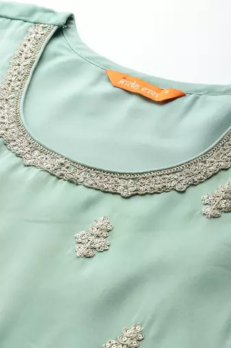 Ethnic Motifs Embroidered Sequinned Kurta with Palazzos & With Dupatta