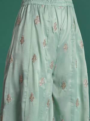 Ethnic Motifs Embroidered Sequinned Kurta with Palazzos & With Dupatta 3
