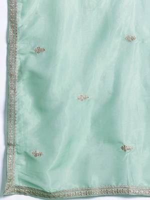 Ethnic Motifs Embroidered Sequinned Kurta with Palazzos & With Dupatta 4