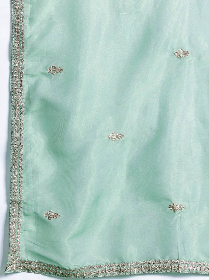 Ethnic Motifs Embroidered Sequinned Kurta with Palazzos & With Dupatta