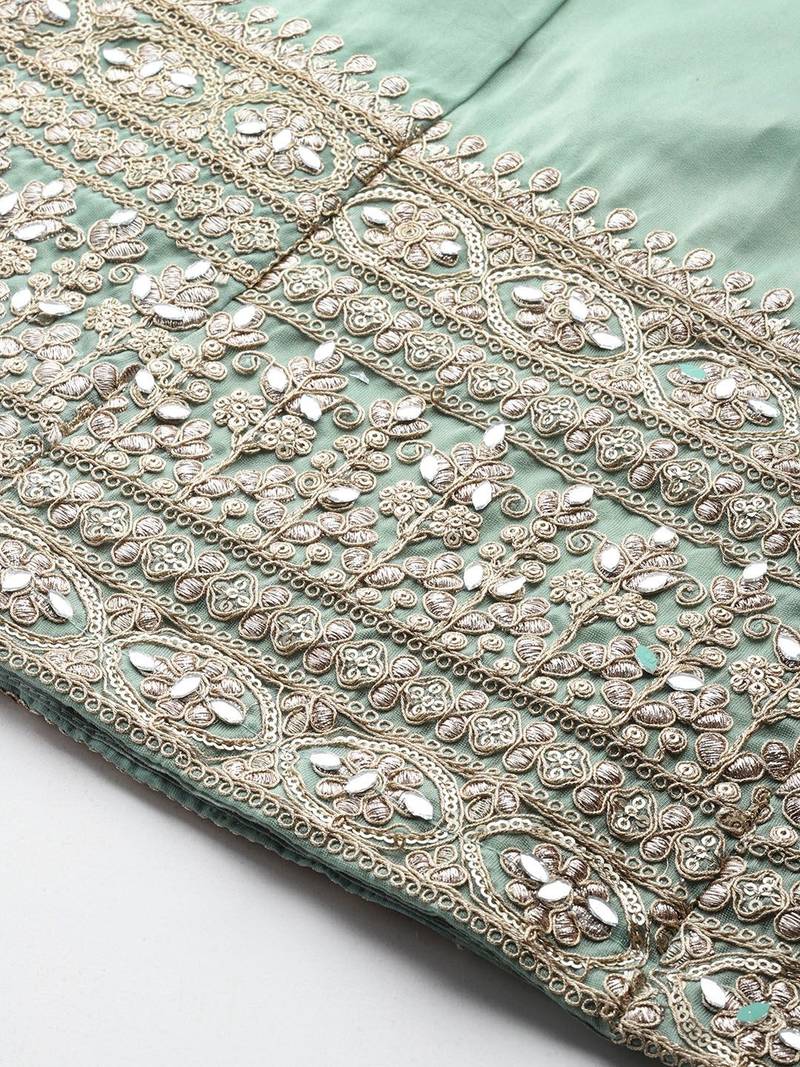 Ethnic Motifs Embroidered Sequinned Kurta with Palazzos & With Dupatta