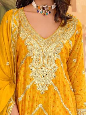 Paisley Embroidered Sequinned Chinon Straight Kurta With Palazzos & Dupatta 3