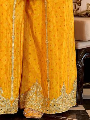 Paisley Embroidered Sequinned Chinon Straight Kurta With Palazzos & Dupatta 7