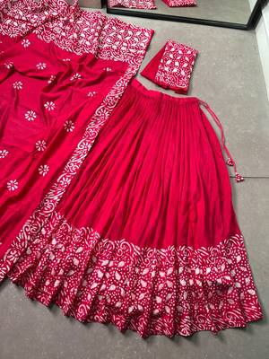 Women's Cotton Chanderi Batik Print Gopidress Lehenga Choli Set 5