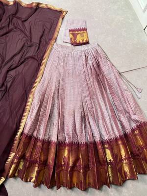 Women's Poly Cotton Zari Woven Lehenga Choli with Georgette Dupatta 5