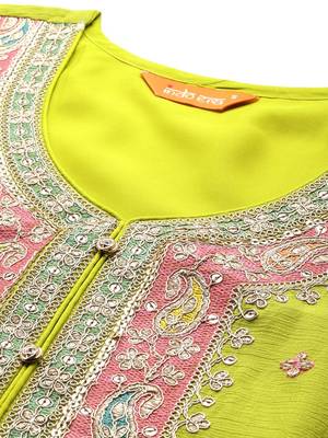 Paisley Embroidered Sequinned Kurta with Palazzos & With Dupatta 2