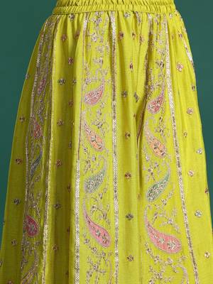 Paisley Embroidered Sequinned Kurta with Palazzos & With Dupatta 3