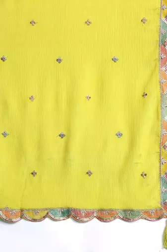 Paisley Embroidered Sequinned Kurta with Palazzos & With Dupatta