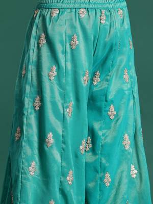 Ethnic Motifs Embroidered Sequinned Kurta with Palazzos & Dupatta 3