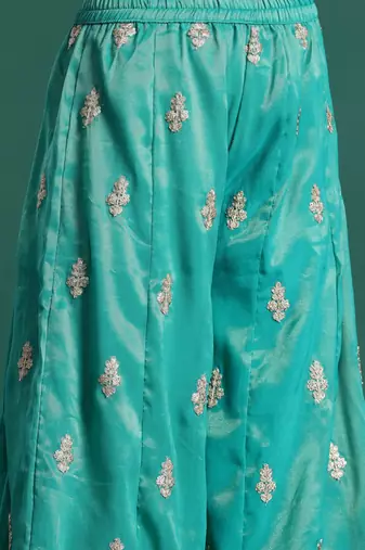 Ethnic Motifs Embroidered Sequinned Kurta with Palazzos & Dupatta