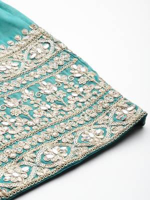 Ethnic Motifs Embroidered Sequinned Kurta with Palazzos & Dupatta 8
