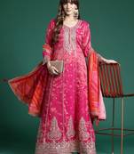 Ethnic Motifs Embroidered Regular Sequinned Kurta with Trousers & Dupatta