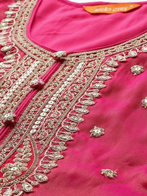 Ethnic Motifs Embroidered Regular Sequinned Kurta with Trousers & Dupatta 2