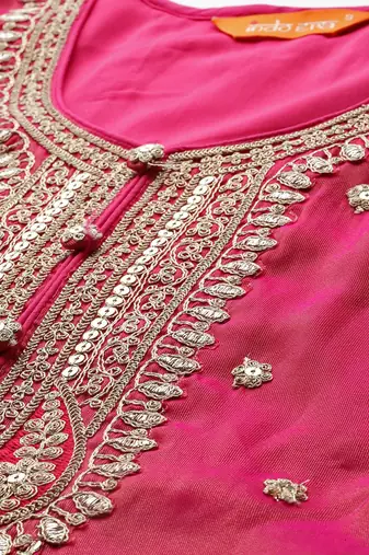 Ethnic Motifs Embroidered Regular Sequinned Kurta with Trousers & Dupatta