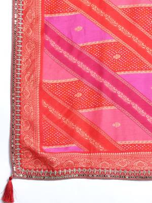 Ethnic Motifs Embroidered Regular Sequinned Kurta with Trousers & Dupatta 4