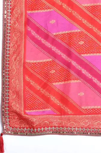 Ethnic Motifs Embroidered Regular Sequinned Kurta with Trousers & Dupatta