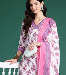 Women Floral Printed Regular Pure Cotton Kurta with Palazzos & With Dupatta