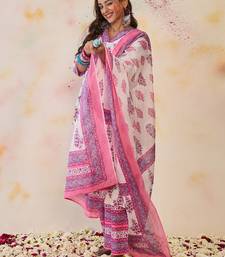 Women Floral Printed Regular Pure Cotton Kurta with Palazzos & With Dupatta
