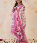 Women Floral Printed Regular Pure Cotton Kurta with Palazzos & With Dupatta