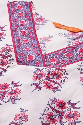 Women Floral Printed Regular Pure Cotton Kurta with Palazzos & With Dupatta