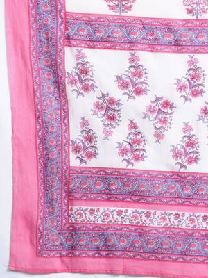 Women Floral Printed Regular Pure Cotton Kurta with Palazzos & With Dupatta 7