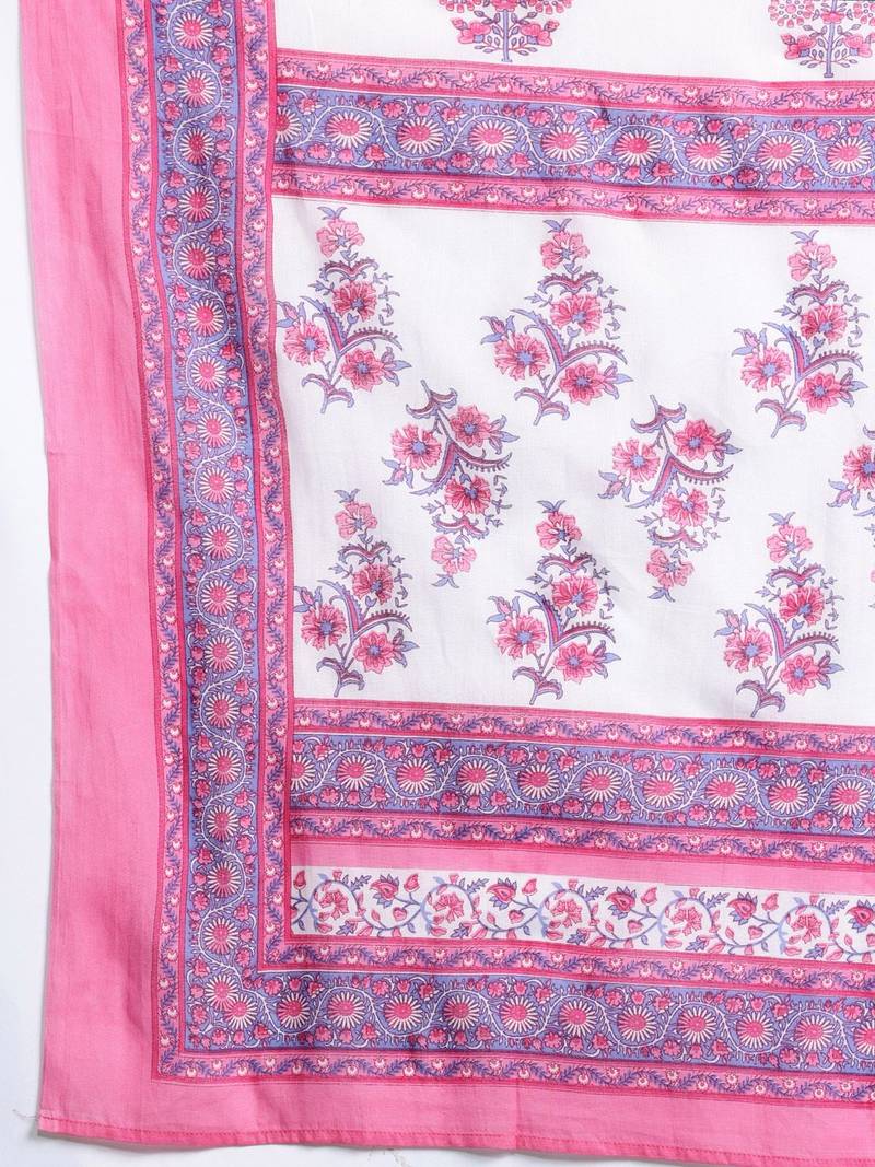 Women Floral Printed Regular Pure Cotton Kurta with Palazzos & With Dupatta